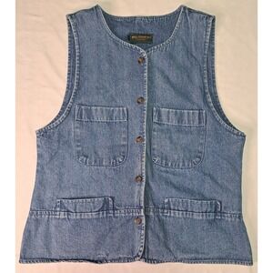 Hill Country Vtg Women's Med Denim Vest Western Retro 90's Boho Hippie Prairie
